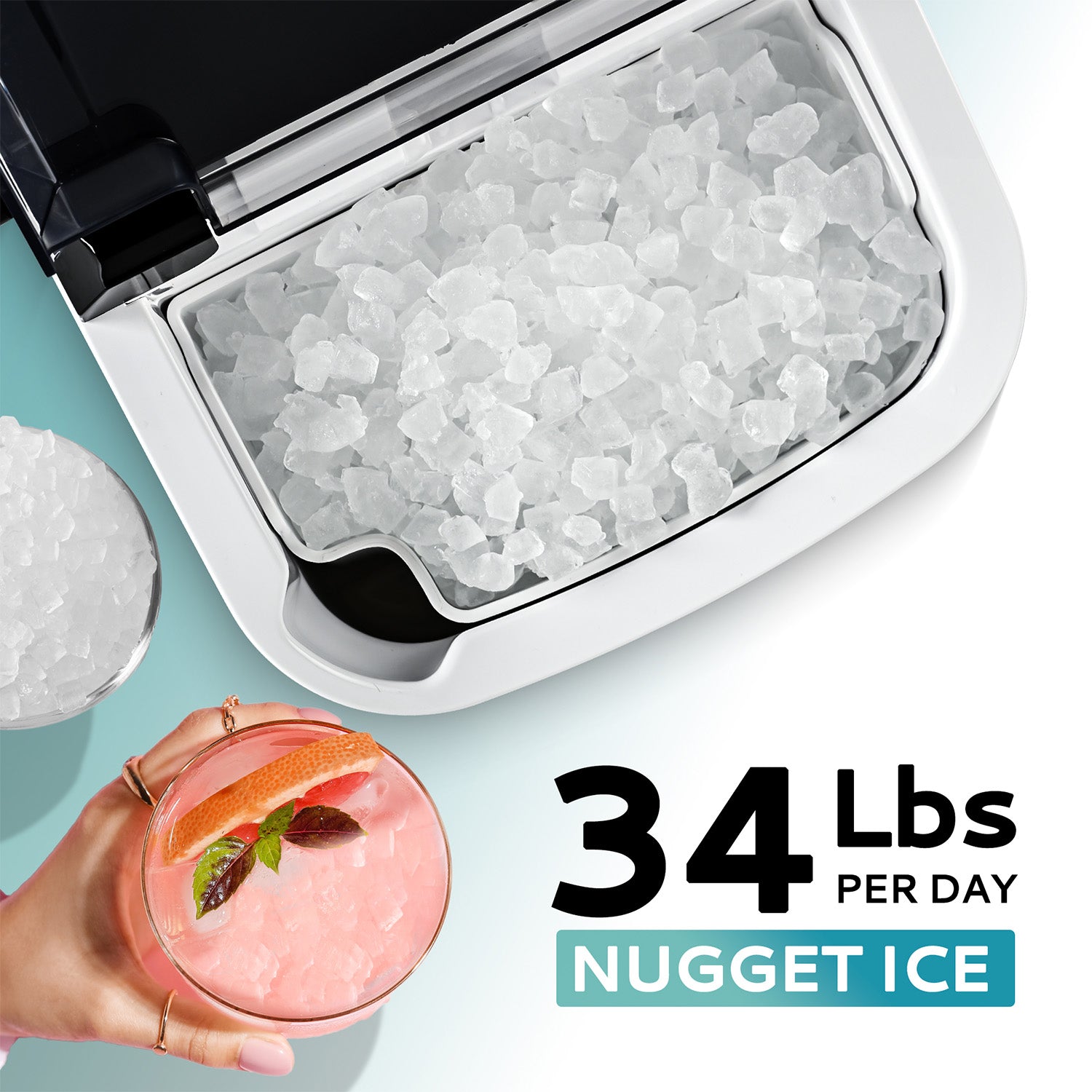 Euhomy nugget ice maker producing 34 lbs per day with soft pebble ice