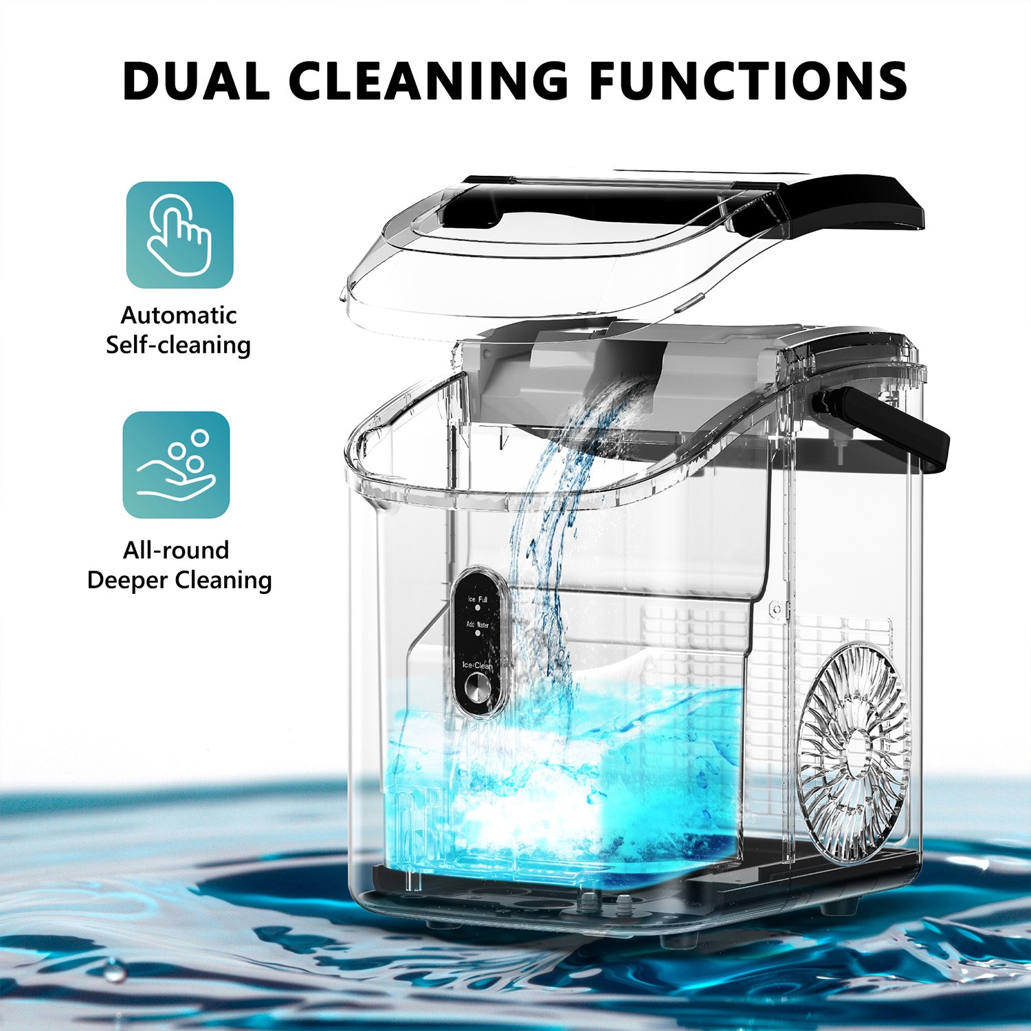 Euhomy Pearl H1 nugget ice maker with automatic self-cleaning and deeper cleaning