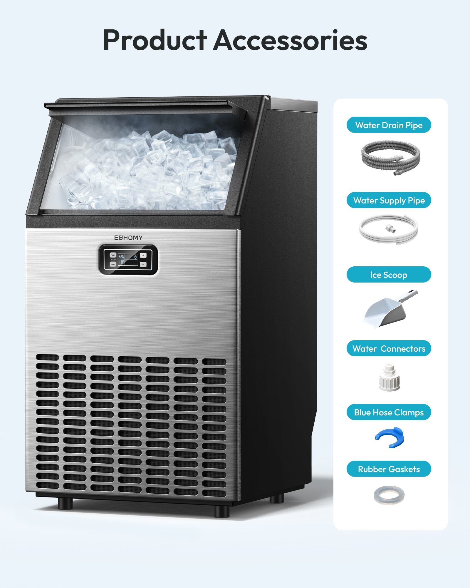 Euhomy Lucid M1 commercial ice maker with accessories kit