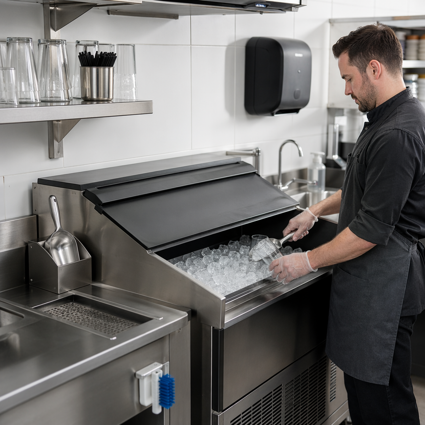 Is It Legal to Scoop Ice Directly With a Glass in a Commercial Setting?