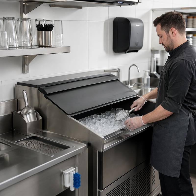 Is It Legal to Scoop Ice Directly With a Glass in a Commercial Setting?