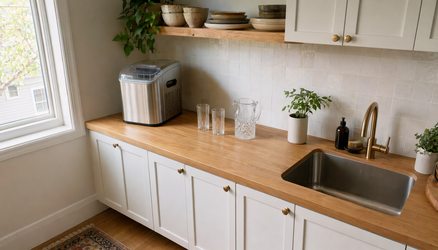 ice maker placement near kitchen sink prep counter