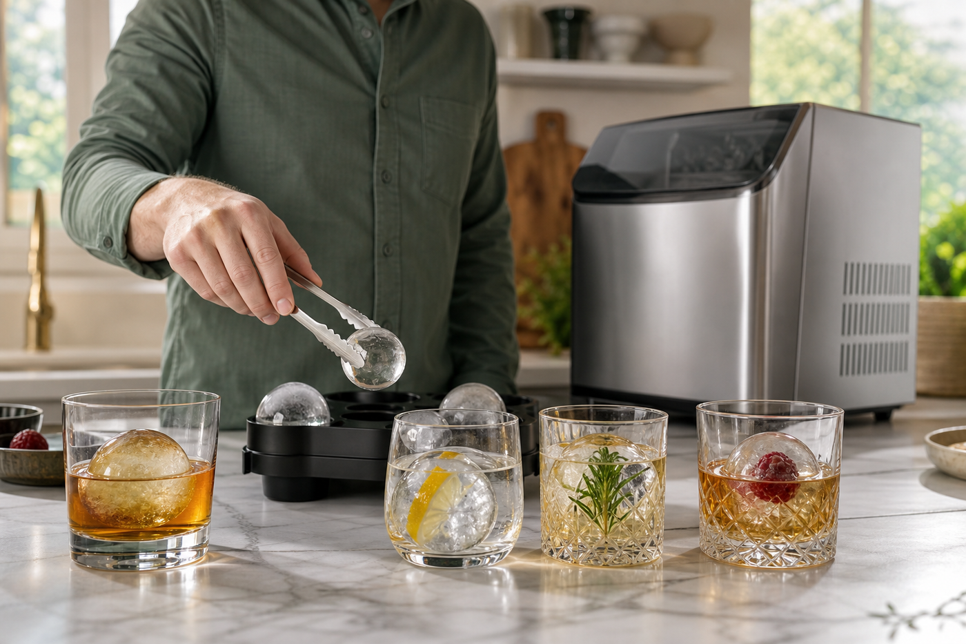 How to Create Perfectly Centered Objects in Clear Ice Spheres for Drinks