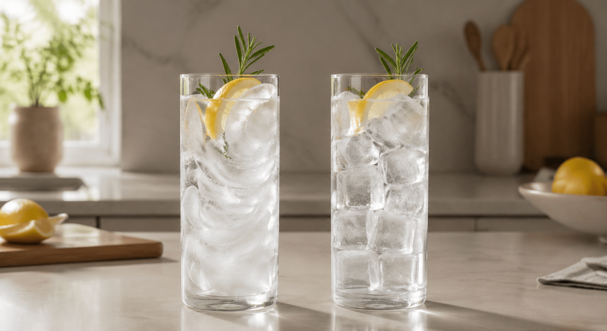 Why Does Crescent Ice Fit Better in Narrow Glasses Than Cube Ice?