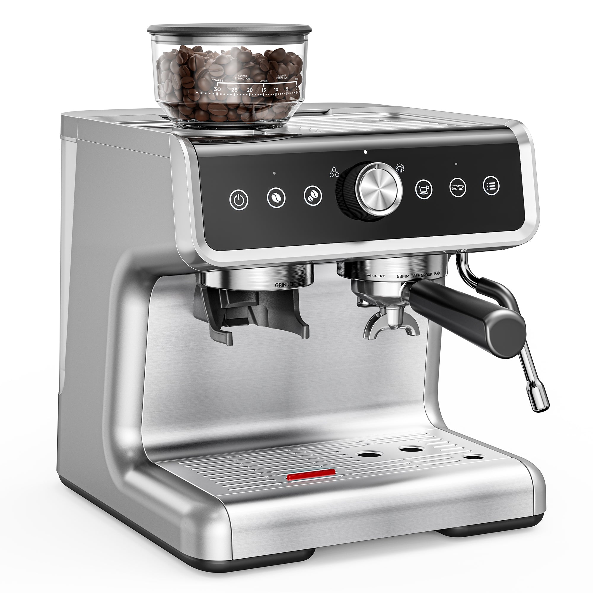 EUHOMY Espresso Machine with Grinder, 20 Bar Coffee Maker with Milk Frother Steam Wand, Professional Expresso Coffee Machines with Removable Water Tank, Latte & Cappuccino Machine for Home Barista