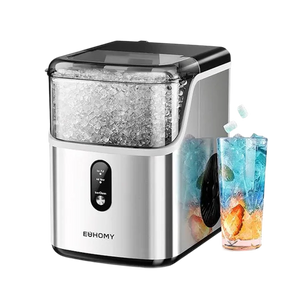 Euhomy Pearl L1 nugget ice maker with clear ice bin and stainless steel design