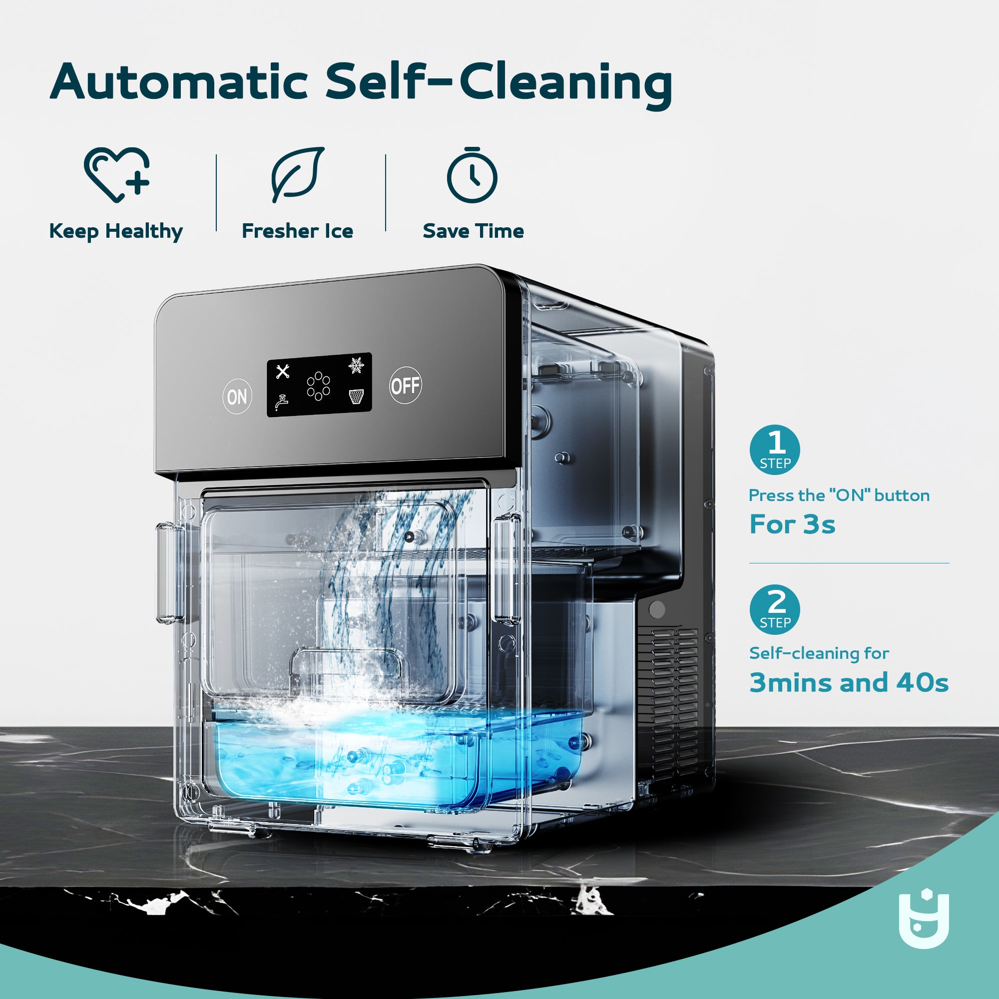 Euhomy Rock SE sphere ice maker with automatic self-cleaning and transparent water tank