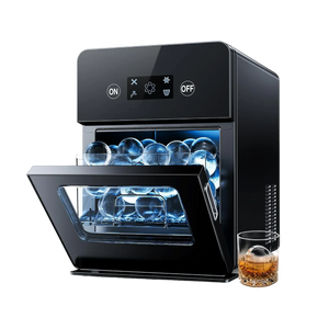 Euhomy Rock SE sphere ice maker with crystal-clear ice spheres and whiskey glass