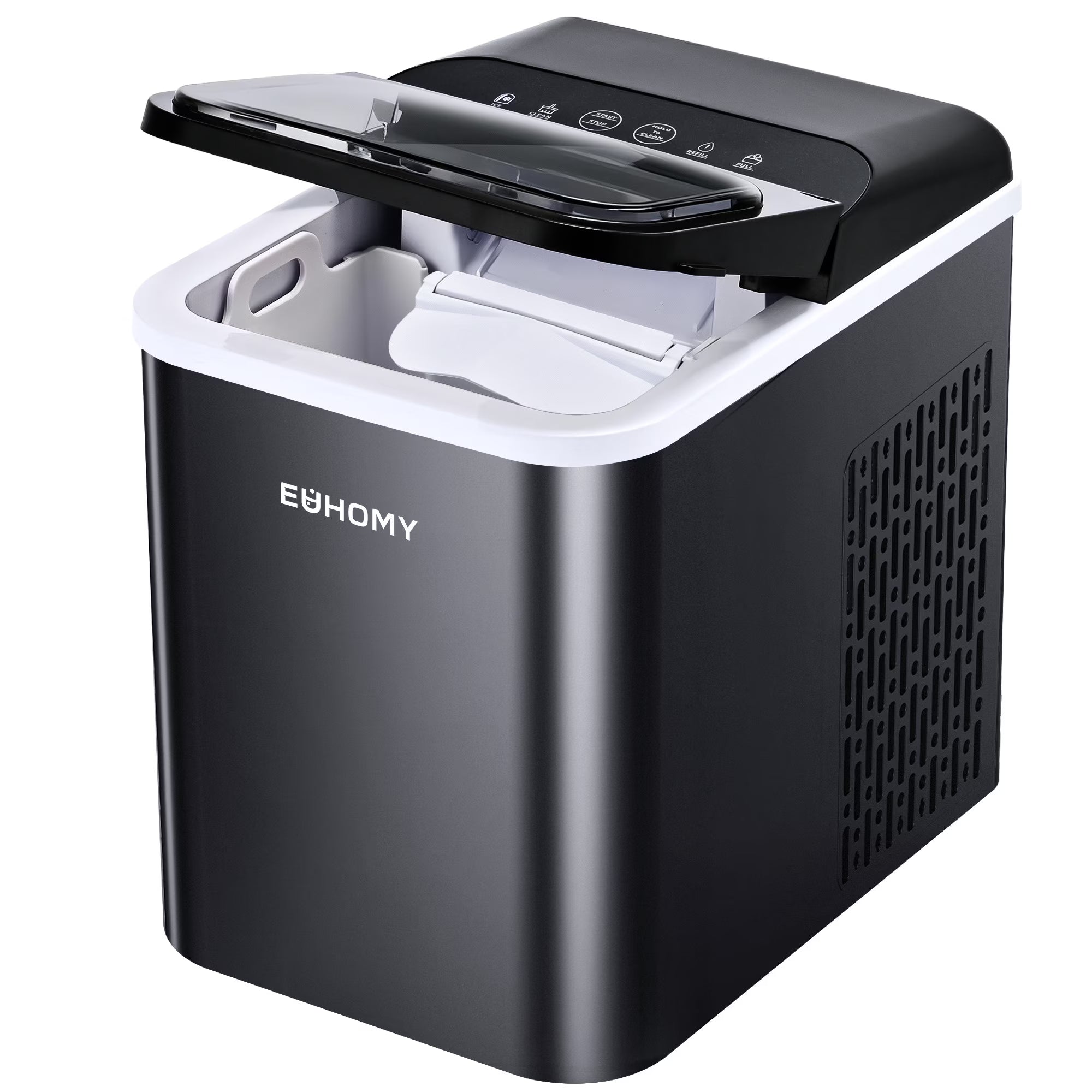 EUHOMY 35lbs/24H Nugget Ice Maker Countertop, Pebble Ice Maker Machine with Auto-Cleaning, Black